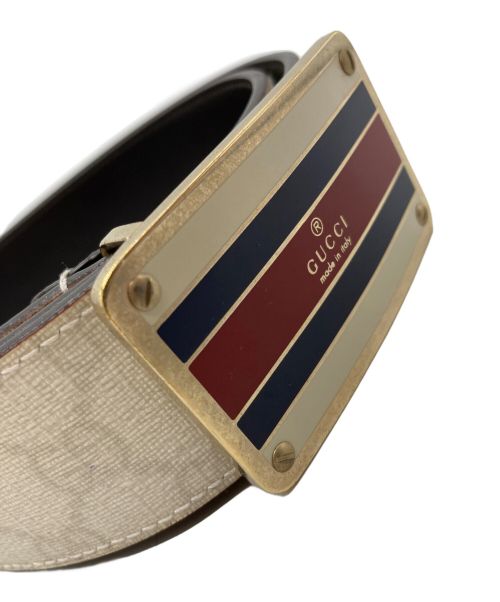 GUCCI（グッチ）GUCCI (グッチ) レザーベルト ホワイト×ブラウンの古着・服飾アイテム