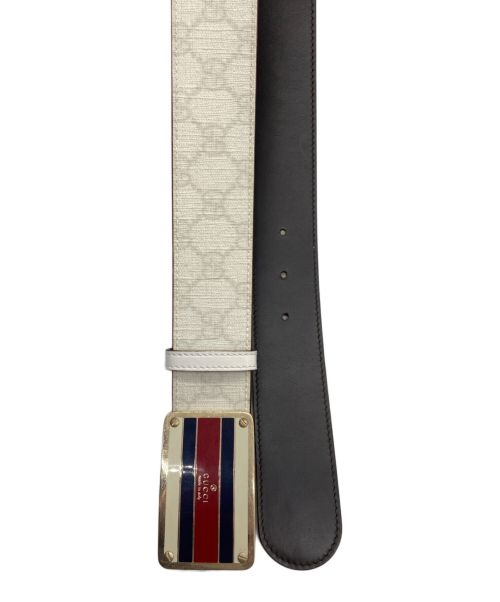 GUCCI（グッチ）GUCCI (グッチ) レザーベルト ホワイト×ブラウンの古着・服飾アイテム
