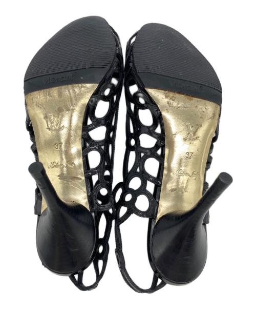 LOUIS VUITTON（ルイ ヴィトン）LOUIS VUITTON (ルイ ヴィトン) カットワークレザースリングバックオープントゥ サイズ:37の古着・服飾アイテム