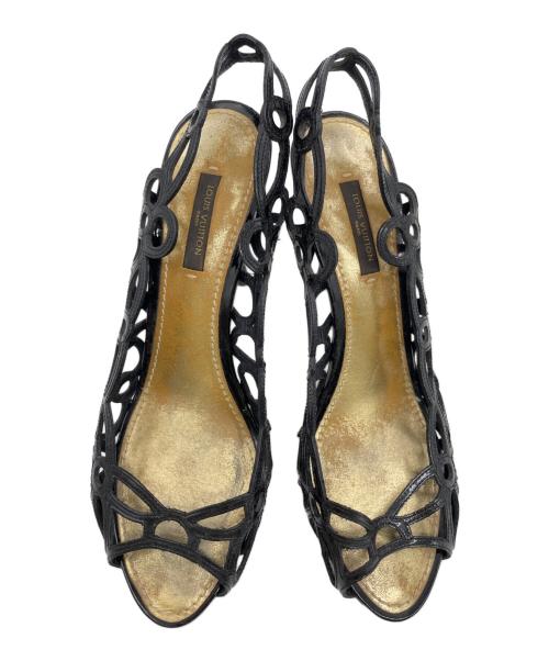 LOUIS VUITTON（ルイ ヴィトン）LOUIS VUITTON (ルイ ヴィトン) カットワークレザースリングバックオープントゥ サイズ:37の古着・服飾アイテム