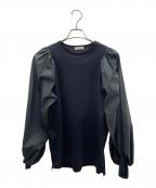 YORIヨリ）の古着「ボリュームパフスリーブブラウス」｜ブラック