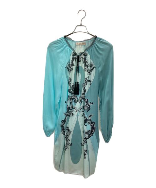 Emilio Pucci（エミリオ プッチ）Emilio Pucci (エミリオ プッチ) シルクブラウス スカイブルー サイズ:Ｍの古着・服飾アイテム