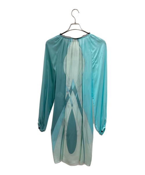 Emilio Pucci（エミリオ プッチ）Emilio Pucci (エミリオ プッチ) シルクブラウス スカイブルー サイズ:Ｍの古着・服飾アイテム