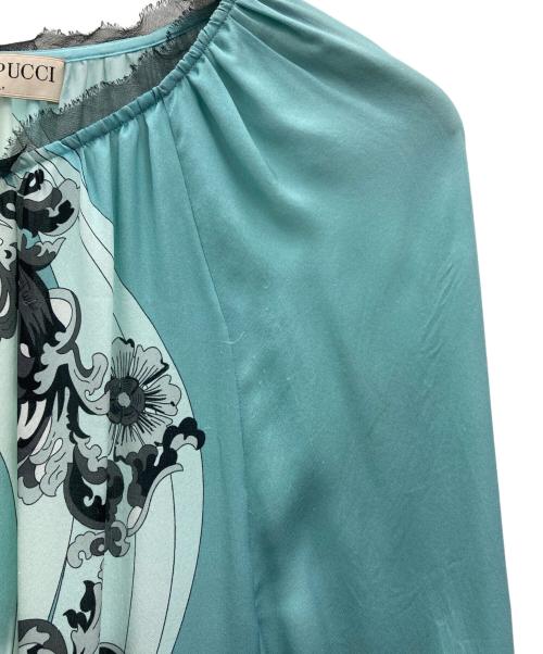 Emilio Pucci（エミリオ プッチ）Emilio Pucci (エミリオ プッチ) シルクブラウス スカイブルー サイズ:Ｍの古着・服飾アイテム