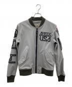 AVIREXアヴィレックス）の古着「ストレッチソフトシェルMA-1ジャケット」｜ライトグレー