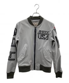 AVIREX（アヴィレックス）の古着「ストレッチソフトシェルMA-1ジャケット」｜ライトグレー