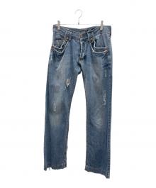 DOLCE & GABBANA（ドルチェ＆ガッバーナ）の古着「ダメージデニムパンツ」｜ネイビー