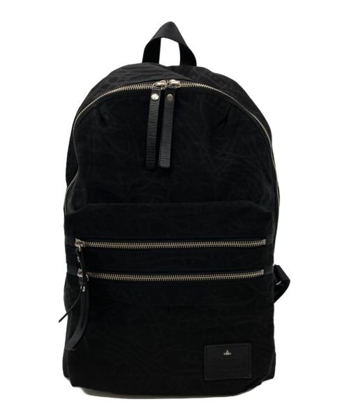 Vivienne Westwood（ヴィヴィアンウエストウッド）Vivienne Westwood (ヴィヴィアンウエストウッド) ラインORBエンボスリュック ブラックの古着・服飾アイテム