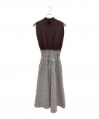 Snidelスナイデル）の古着「切替ワンピース」｜ブラウン×ベージュ