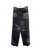 MAISON SPECIALメゾンスペシャル）の古着「フロントデザインハイパーワイドデニムラップパンツ」｜ブラック