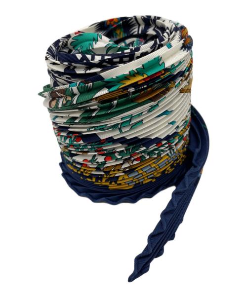 HERMES（エルメス）HERMES (エルメス) プリーツスカーフ ネイビーの古着・服飾アイテム