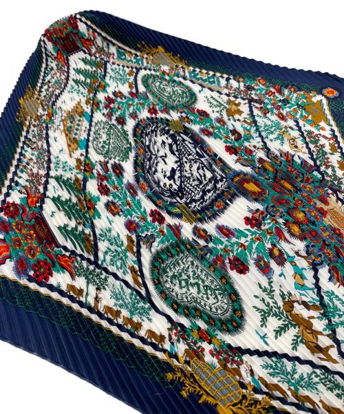 HERMES（エルメス）HERMES (エルメス) プリーツスカーフ ネイビーの古着・服飾アイテム