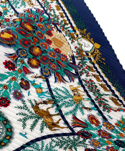 HERMES（エルメス）HERMES (エルメス) プリーツスカーフ ネイビーの古着・服飾アイテム