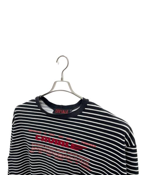 CAVIALE（カヴィアーレ）CAVIALE (カヴィアーレ) ロングスリーブカットソー ブラック×ホワイト サイズ:Mの古着・服飾アイテム
