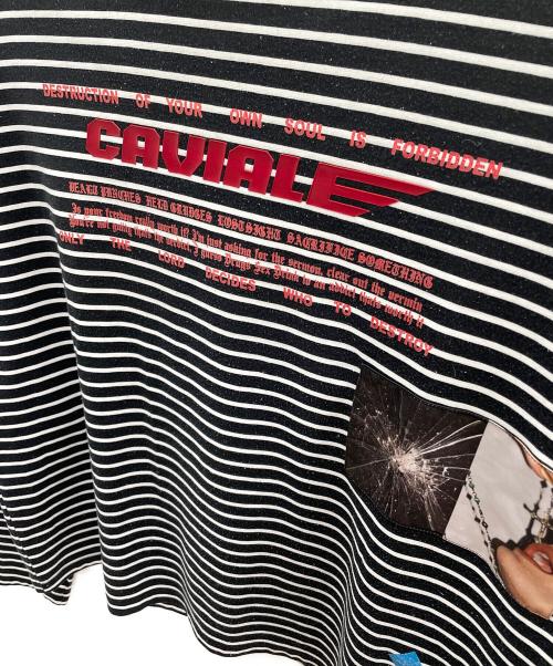 CAVIALE（カヴィアーレ）CAVIALE (カヴィアーレ) ロングスリーブカットソー ブラック×ホワイト サイズ:Mの古着・服飾アイテム