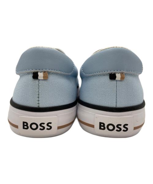 BOSS（ボス）BOSS (ボス) シグネチャースローガン スエード スリッポンシューズ スカイブルー サイズ:25cmの古着・服飾アイテム