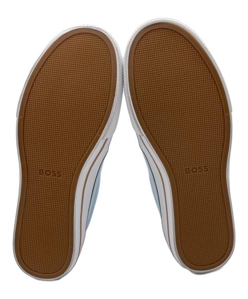 BOSS（ボス）BOSS (ボス) シグネチャースローガン スエード スリッポンシューズ スカイブルー サイズ:25cmの古着・服飾アイテム