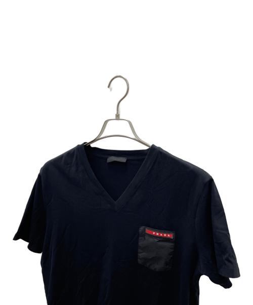 PRADA（プラダ）PRADA (プラダ) VネックTシャツ ブラック サイズ:XLの古着・服飾アイテム
