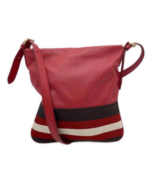 BALLY（バリー）BALLY (バリー) パンチングショルダーバッグ レッドの古着・服飾アイテム