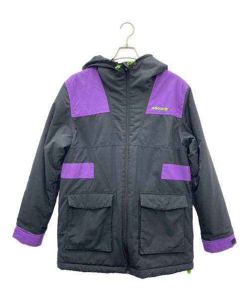 adidas（アディダス）adidas (アディダス) 中綿ジャケット ブラック×パープルの古着・服飾アイテム