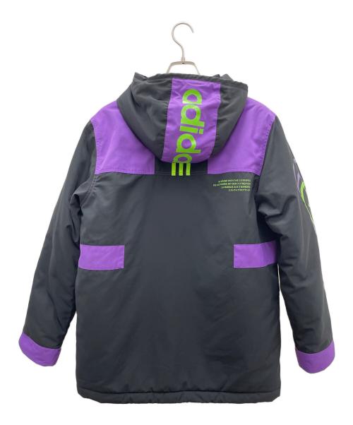 adidas（アディダス）adidas (アディダス) 中綿ジャケット ブラック×パープルの古着・服飾アイテム