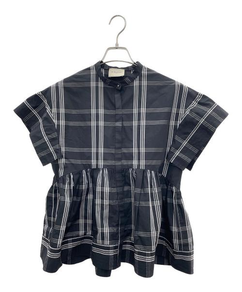 UNITED ARROWS TOKYO（ユナイテッドアローズトウキョウ）UNITED ARROWS TOKYO (ユナイテッドアローズトウキョウ) 半袖ブラウス ブラック×ホワイト サイズ:-の古着・服飾アイテム