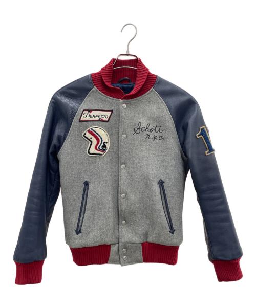 Schott（ショット）Schott (ショット) スタジャン グレー×ネイビー サイズ:Sの古着・服飾アイテム