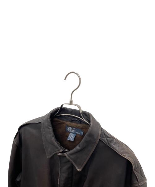 POLO RALPH LAUREN（ポロ・ラルフローレン）POLO RALPH LAUREN (ポロ・ラルフローレン) レザージャケット ダークブラウン サイズ:XLの古着・服飾アイテム