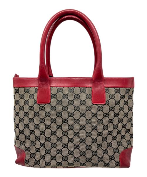 GUCCI（グッチ）GUCCI (グッチ) ハンドバッグ レッド×ブラウンの古着・服飾アイテム