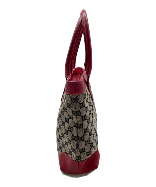 GUCCI（グッチ）GUCCI (グッチ) ハンドバッグ レッド×ブラウンの古着・服飾アイテム