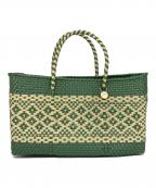 Letraレトラ）の古着「カゴバッグ」｜グリーン×アイボリー