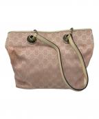 GUCCIグッチ）の古着「GGキャンバスハンドバッグ」｜ピンク×ホワイト