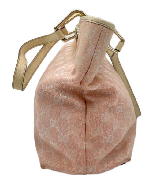 GUCCI（グッチ）GUCCI (グッチ) GGキャンバスハンドバッグ ピンク×ホワイトの古着・服飾アイテム