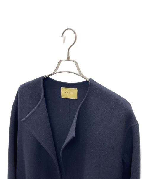 UNITED ARROWS（ユナイテッドアローズ）UNITED ARROWS (ユナイテッドアローズ) ダブルフェイスノーカラーコート ネイビー サイズ:36の古着・服飾アイテム