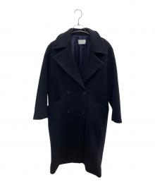 ETRE（エトレ）の古着「ダブルブレストウールコート」｜ネイビー