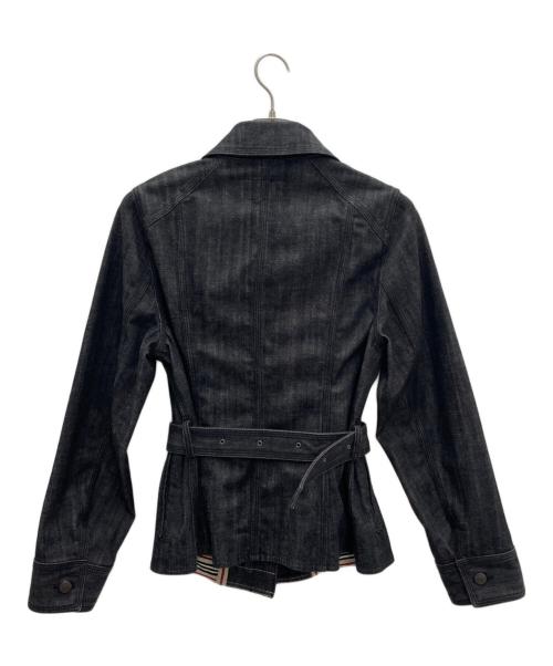 BURBERRY LONDON（バーバリーロンドン）BURBERRY LONDON (バーバリーロンドン) ベルト付デニムジャケット ブラック サイズ:15号の古着・服飾アイテム