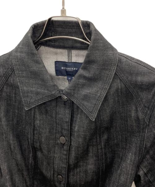 BURBERRY LONDON（バーバリーロンドン）BURBERRY LONDON (バーバリーロンドン) ベルト付デニムジャケット ブラック サイズ:15号の古着・服飾アイテム