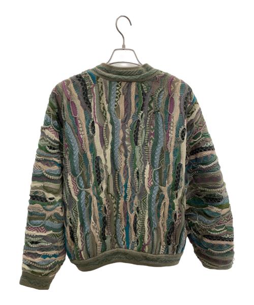 Coogi（クージー）Coogi (クージー) ニットジャケット ベージュ×グリーン サイズ:Mの古着・服飾アイテム
