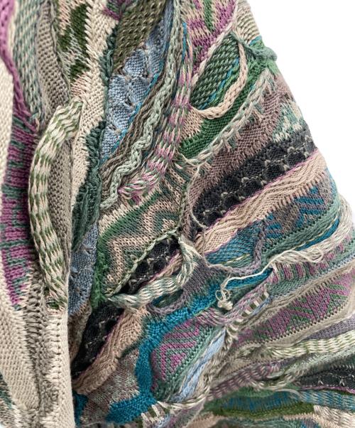Coogi（クージー）Coogi (クージー) ニットジャケット ベージュ×グリーン サイズ:Mの古着・服飾アイテム