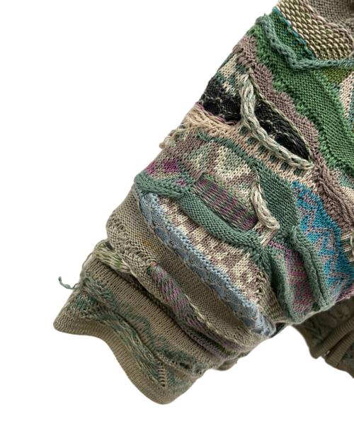 Coogi（クージー）Coogi (クージー) ニットジャケット ベージュ×グリーン サイズ:Mの古着・服飾アイテム