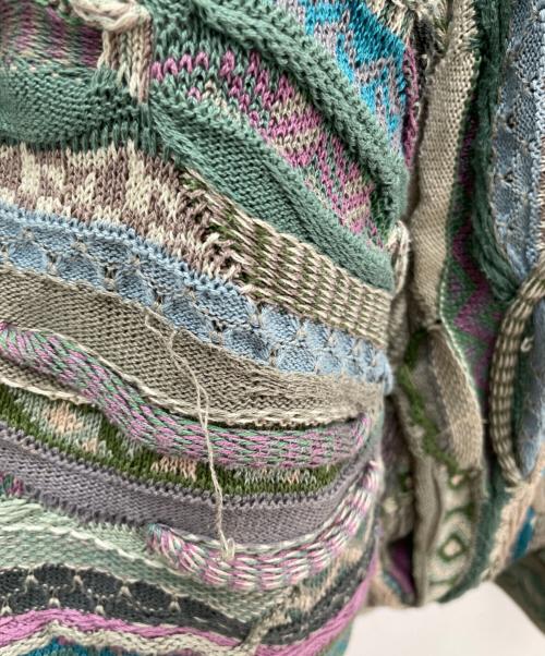 Coogi（クージー）Coogi (クージー) ニットジャケット ベージュ×グリーン サイズ:Mの古着・服飾アイテム