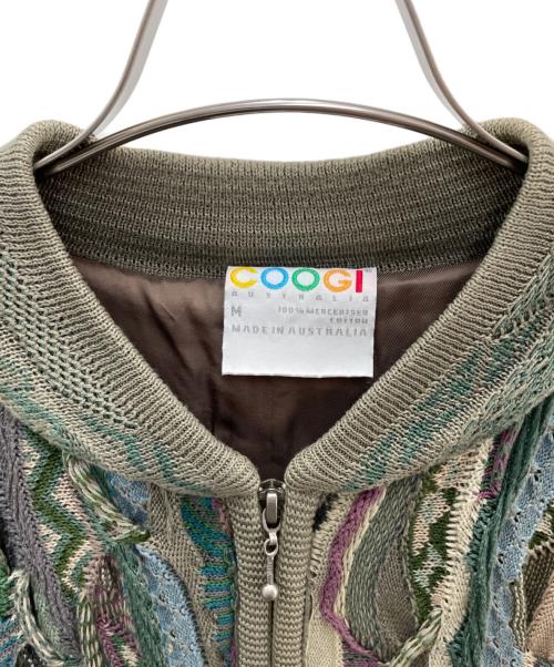 Coogi（クージー）Coogi (クージー) ニットジャケット ベージュ×グリーン サイズ:Mの古着・服飾アイテム