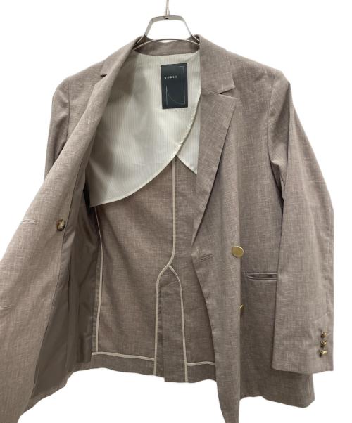 Noble（ノーブル）Noble (ノーブル) 麻ストレッチダブルブレストジャケット ブラウン サイズ:36の古着・服飾アイテム