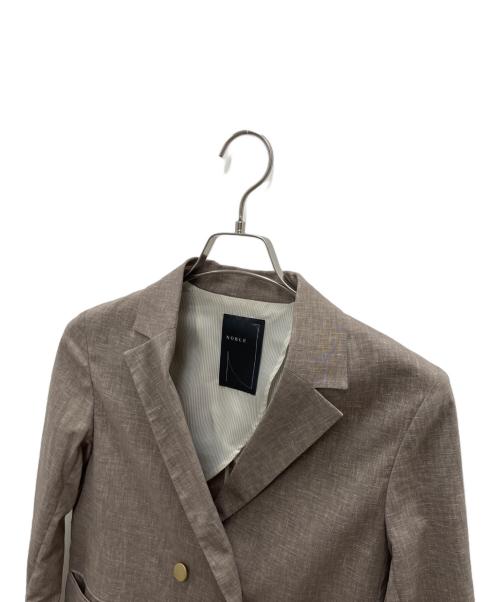 Noble（ノーブル）Noble (ノーブル) 麻ストレッチダブルブレストジャケット ブラウン サイズ:36の古着・服飾アイテム