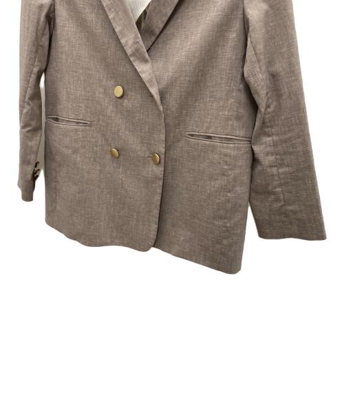 Noble（ノーブル）Noble (ノーブル) 麻ストレッチダブルブレストジャケット ブラウン サイズ:36の古着・服飾アイテム