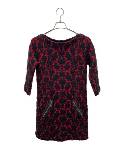 LOUIS VUITTON（ルイ ヴィトン）LOUIS VUITTON (ルイ ヴィトン) ニットワンピース レッド×ブラック サイズ:XSの古着・服飾アイテム