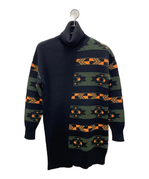 LOUIS VUITTON（ルイ ヴィトン）LOUIS VUITTON (ルイ ヴィトン) ニットワンピース ブラック×グリーン サイズ:Sの古着・服飾アイテム