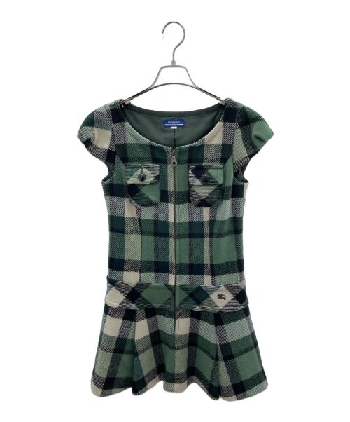 BURBERRY BLUE LABEL（バーバリー ブルー レーベル）BURBERRY BLUE LABEL (バーバリーロンドンブルーレーベル) 半袖ワンピース グリーン サイズ:38の古着・服飾アイテム