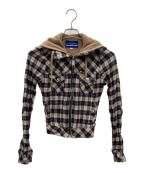 BURBERRY BLUE LABELバーバリーロンドンブルーレーベル）の古着「ジップパーカー」｜ネイビー×ベージュ