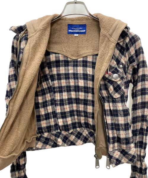 BURBERRY BLUE LABEL（バーバリーロンドンブルーレーベル）BURBERRY BLUE LABEL (バーバリーロンドンブルーレーベル) ジップパーカー ネイビー×ベージュ サイズ:38の古着・服飾アイテム